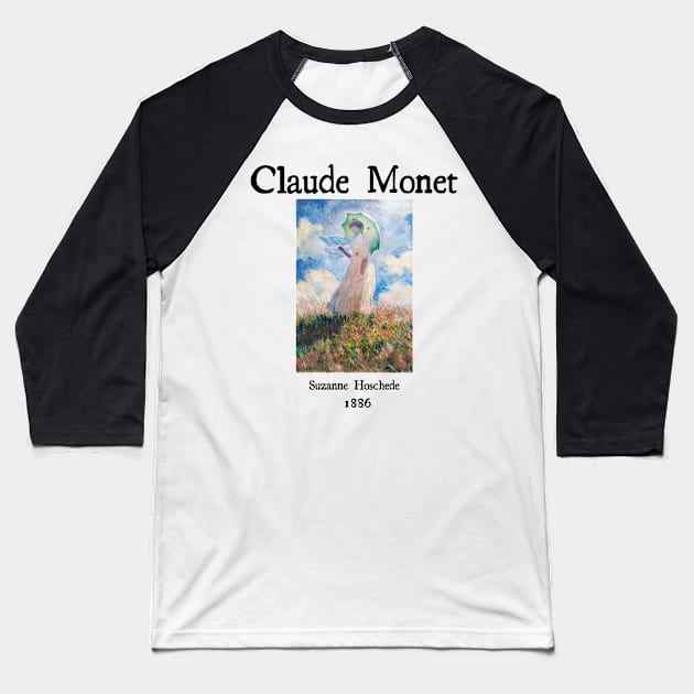 Suzanne Hoschede by Claude Monet Baseball T-Shirt by Cleopsys